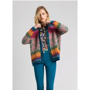 Twinset My Twin Floral Mohair Blend Cardigan Sweater NWT